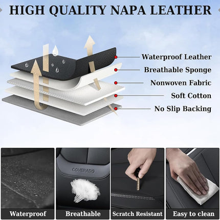 Coverado Seat Covers, Car Seat Covers Front Seats, Leather Seat Covers for Cars, Car Seat Protector Waterproof, Car Seat Cushion, Front Carseat Cover Universal Fit for Most Cars Gray-White