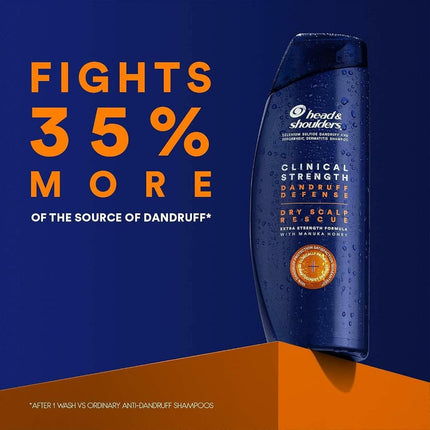 Head and Shoulders Shampoo, Clinical Strength Dandruff Defense - Dry Scalp Rescue, Extra Strength Formula with Manuka Honwy - Twin Pack