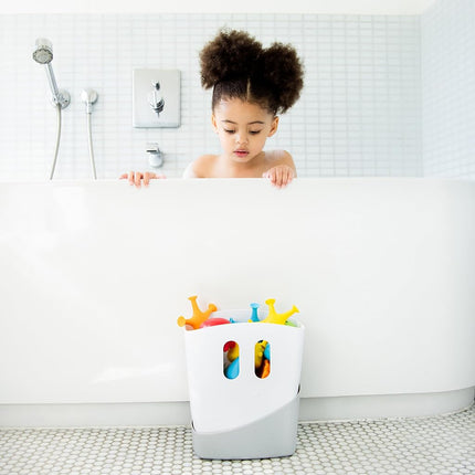 Ubbi Stand Up Bath Toy Storage Organizer, Draining Scoop For Toys, Bathroom Caddy with Removable Drying Rack Bin for Baby and Toddlers, Grey
