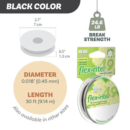 The Beadsmith Flex-Rite Beading Wire, Nylon-Coated Stainless-Steel Wire