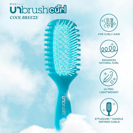 FHI Heat UNbrush Curl Defining Brush — Wavy, Coily, and Curly Hair Brush with DuoFlex Bristles & StyleCurl Handle — for Gentle Detangling & Faster Styling on Wet Hair - Cool Breeze