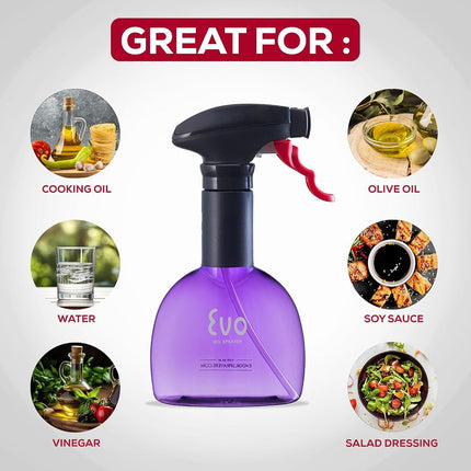 Mini pulvérisateurs d'huile Evo, sans aérosol, pour huiles d'olive, de cuisson et vinaigres, violet, capacité de 236 ml, lot de 2