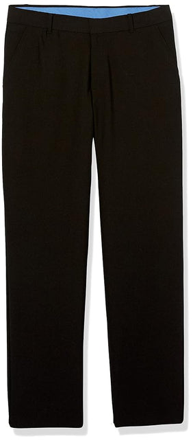 IZOD Boys' Bi-Stretch Flat Front Dress Pant, Black Twill, 16 Husky