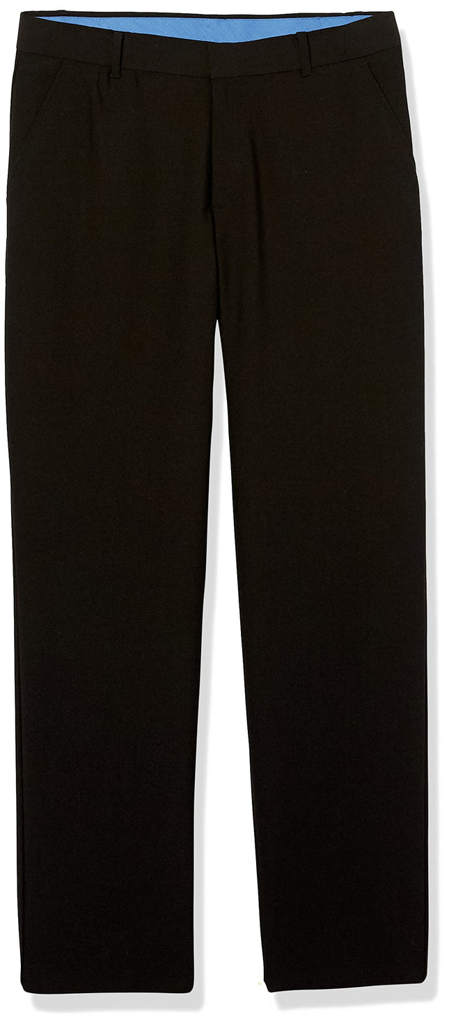 IZOD Boys' Bi-Stretch Flat Front Dress Pant, Black