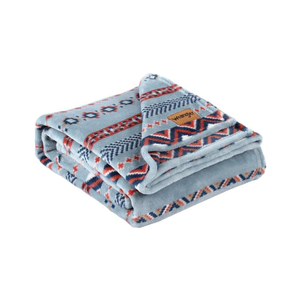 Wrangler - Throw Blanket, Soft Plush Fleece Bedding, Yellowstone Inspired, Western Decor for Bed or Couch (Diamond Trail Light Blue, 50" x 70")