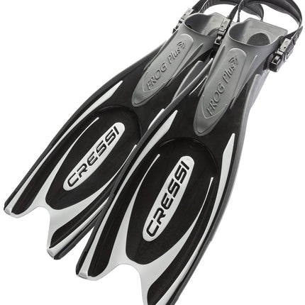Cressi Men's Cressi Frog Plus Open Heel, Black/Silver, S M UK 7 8 - EU 38 41