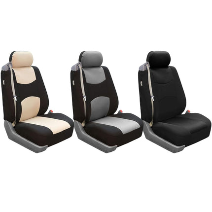 Funda de asiento de tela FH GROUP para asientos delanteros de cubo, funda de asiento de 1 pieza, ajuste universal, compatible con airbag, fundas de asiento para SUV, furgoneta, gris