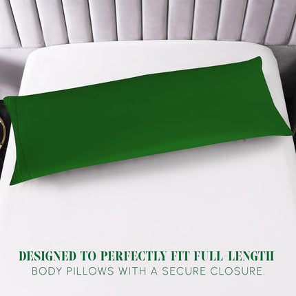 Elegant Comfort Luxury Ultra-Soft 1-Piece Pillowcase Set - 1500 Premium Hotel Quality Microfiber Double Brushed - Wrinkle Resistant, Body Pillowcase Size, Hunter Green