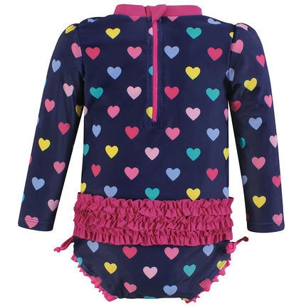Hudson Baby Maillot de bain anti-UV pour bébé fille, cœurs bleus marine, 3T