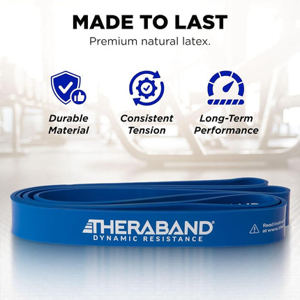 THERABAND High Resistance Band, Heavy Elastic Super Band for Full Body Workouts, Physical Therapy, Strength Training, Durable 41” Loop Exercise Band, 35 lbs Resistance Blue