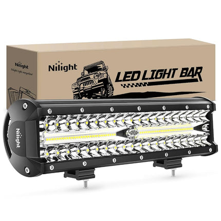 Nilight Led Light Bar 12Inch 300W Triple Row Flood