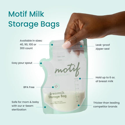 Motif Medical Breastmilk Storage Bags, 100 Count