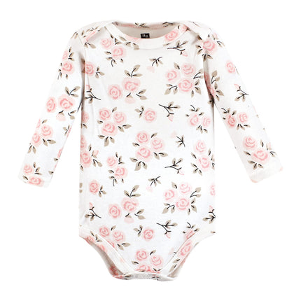 Hudson Baby baby-girls Cotton Long-sleeve Bodysuits, Cinnamon Pink Prints, Preemie