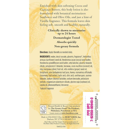 Burt's Bees Richly Replenishing Cocoa & Cupuacu Butters Body Lotion, 6 Ounces (Pack of 2) by Burt's Bees