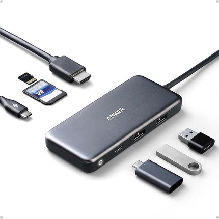 Anker USB C Hub, 7-in-1 USB C Adapter, with 4K USB C to HDMI, 100W Power Delivery, USB C Data Port, microSD/SD Card Reader, 2 USB 3.0 Ports, for MacBook Pro 2017/2018, Chromebook, XPS, and More