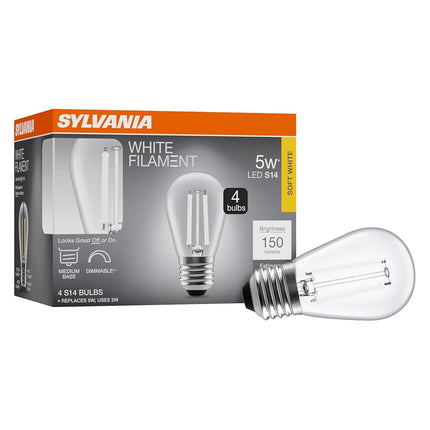 SYLVANIA S14 Clear LED White Filament Bulb, 2W, Di