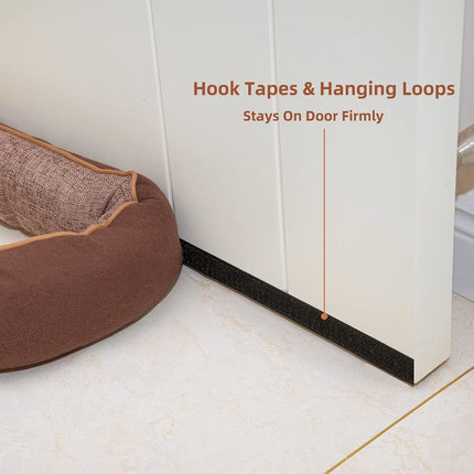 Marwood Under Door Draught Excluder 96cm Wind Stopper for Door & Window, Weighted French Air Door Draft Stopper Front Door Snake Noise Blocker for Bottom of Door with Hanging Loops - Brown 38"