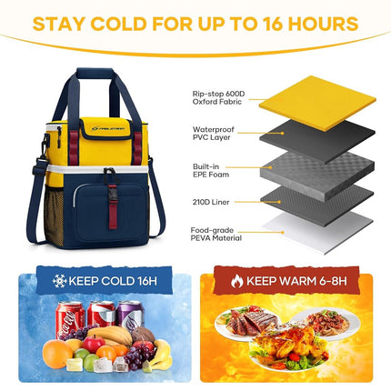 Maelstrom Lunch Box for Women, 20L Insulated Lunch Bag Men, Leakproof Double Deck Cooler Bag, Soft Lunch Cooler with Quick Access Flip-Top Lid for Work, Beach,Travel, Camping