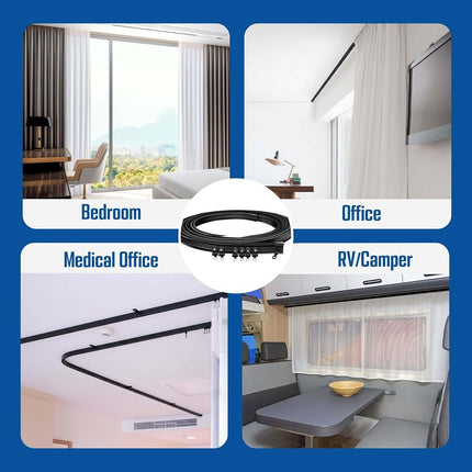 UrbanRed Flexible Ceiling Curtain Track, 5 m (16.4 ft) Rail Kit, Black