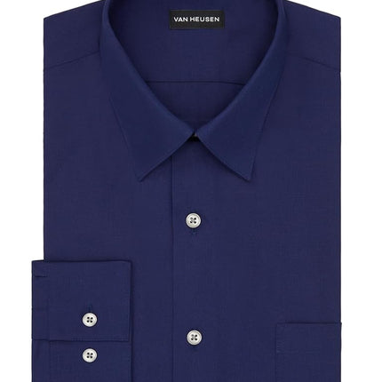 Van Heusen Men's Dress Shirt Fitted Poplin Solid, Persian Blue, 17" Neck 32"-33" Sleeve