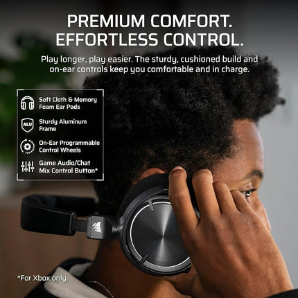 Corsair VIRTUOSO MAX WIRELESS Officially Licensed Xbox Series XS Gaming Headset – Dolby Atmos, Active Noise Cancelling, 2.4GHz Wireless & Bluetooth, Game/Chat Audio Controls, PC – Carbon