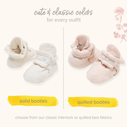 Burt's Bees Baby Unisex Child Booties, Organic Cotton Newborn Essentials Shoes, Neutral Infant Adjustable Slippers Sock for Slipper, Flecked grey, 3-6 Months