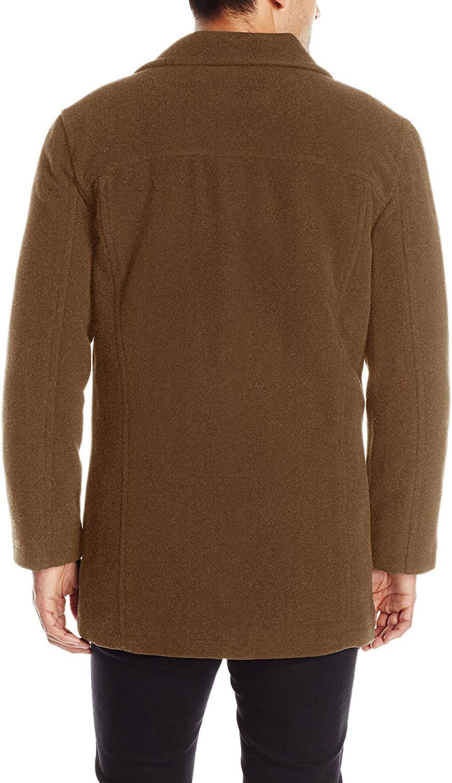 Manteau de voiture Cole Haan en laine peluche pour homme, camel, grande taille