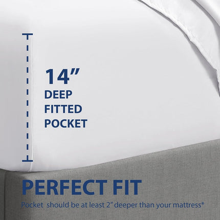 Cathay Luxury Silky Soft Polyester Single Fitted Sheet, Twin Size, White
