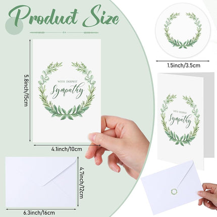 Saypacck 100 Sets Bulk Sympathy Cards with Envelopes and Stickers Condolences Bereavement Greeting Cards to Express Your Condolences(Leaves)