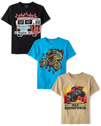The Children's Place Boys' Vehicle Short Sleeve Gr