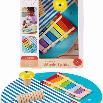 Fisher-Price Wood Toddler Toy Musical Table, 3-Pie