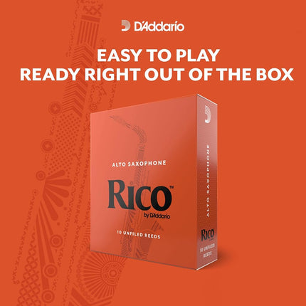 Anches de saxophone alto D'Addario Rico, force 2, emballées individuellement, paquet de 25