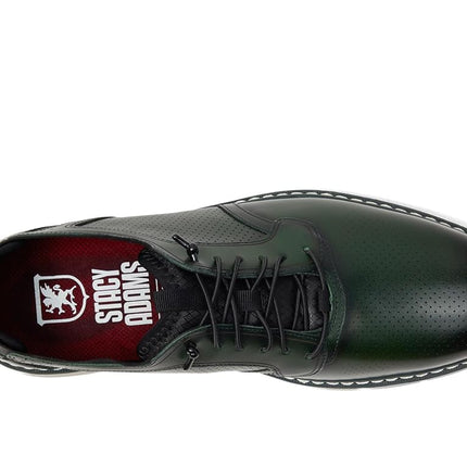 Stacy Adams Men's, Plain Toe Elastic Lace Oxford, Green, 9 Wide