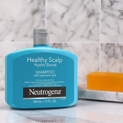Neutrogena Moisturizing Healthy Scalp Hydro Boost Shampoo for Dry Hair and Scalp, with Hydrating Hyaluronic Acid, pH-Balanced, Paraben & Phthalate-Free, Color-Safe, 12 Fl Oz