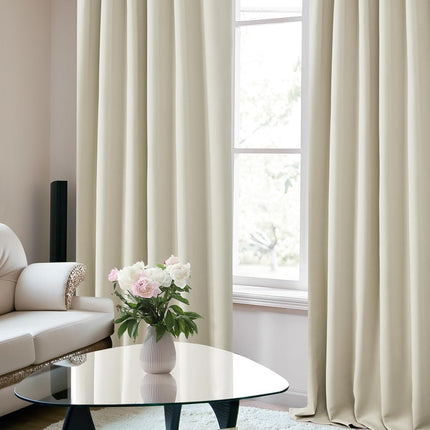 Deconovo Blackout Curtains for Kitchen Window, Back Tab and Rod Pocket Curtains, Room Darkening Curtains, 52x45 Inch, Light Beige, 2 Panels