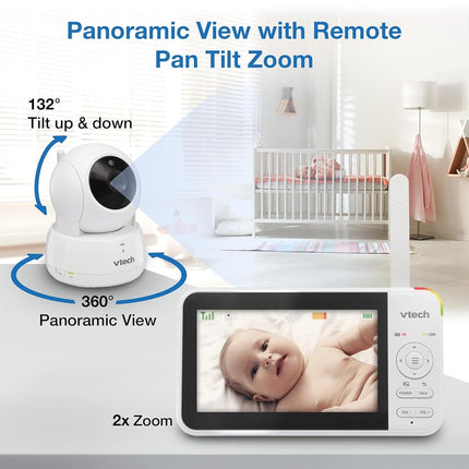 *Spanish Version* VTech VM924 Remote Pan-Tilt-Zoom Video Baby Monitor, 5" LCD Screen, Up to 17 Hrs Video Streaming, Night Vision, Up to 1000ft Range, Soothing Sounds, 2-Way Talk, Temperature Sensor