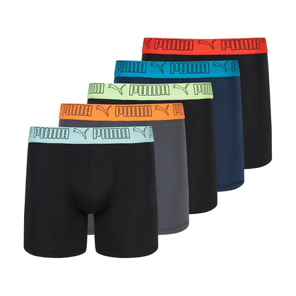 PUMA mens 5 Pack Performance Boxer Briefs, Black/G