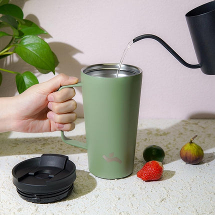 Konokyo Insulated Tumbler with Handle and Straw, 22 OZ Travel Coffee Mug Stainless Steel Cup Metal Water Bottle,Camp Green