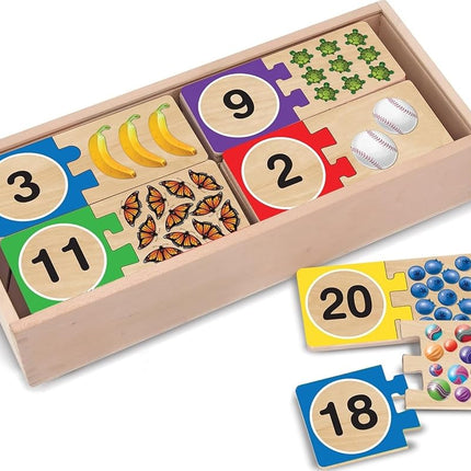 Melissa & Doug Self-Correcting Wooden Number Puzzles With Storage Box (40 pcs) Numbers Learning Puzzle for Kids Ages 4+
