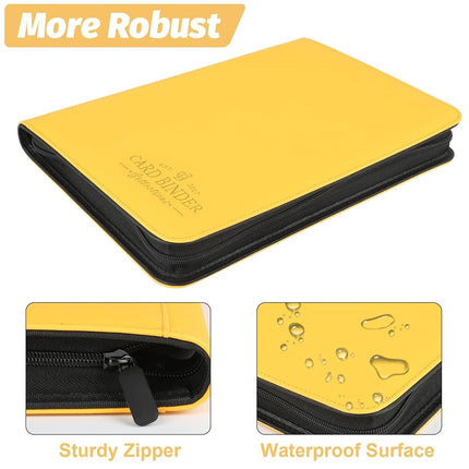 Foalgo 9 Pocket Trading Card Album Folder, Holds 540 Cards, Yellow, 7.5in x 9.8in