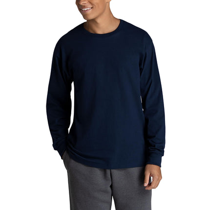 Fruit of the Loom Mens Eversoft Cotton Long Sleeve T Shirts, Breathable & Moisture Wicking with Odor Control, Sizes S-4x, Long Sleeve - Navy, M