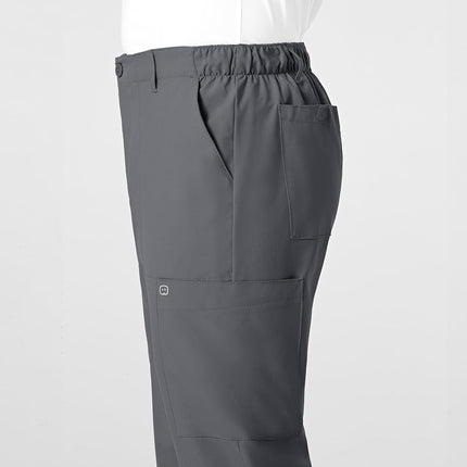 WonderWink Men's Flat Front Cargo Pocket Pant, Pewter, Medium Tall