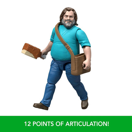 Mattel Minecraft Action Figure & Accessories Set, 4-inch Steve Posable Character Collectible Inspired by A Minecraft Movie, JFR57