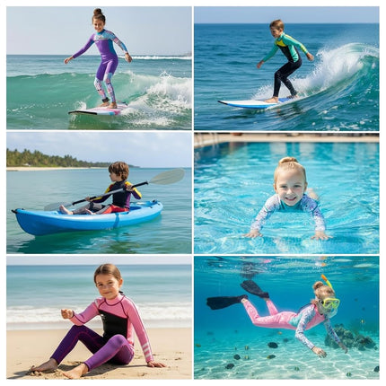Gogokids Wetsuit Kids, 2.5mm Neoprene Thermal Swimsuit with UV Protection & Back Zipper, Full Wet Suits for Girls Boys Swimming in Cold Water, Surfing, Snorkeling