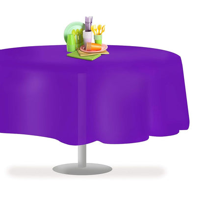 Purple 12 Pack Premium Disposable Plastic Tablecloth 84" Inch Round Table Cover By Grandipity