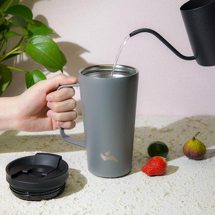 Konokyo 18 oz Insulated Tumbler with Handle & Straw, Stainless Steel Mug