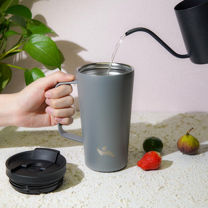 Konokyo Insulated Tumbler with Handle and Straw, 26 OZ Travel Coffee Mug Stainless Steel Cup Metal Water Bottle,Grey