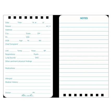 Rite in the Rain Weatherproof EMS Notebook, 3" x 5", Yellow Cover, Vital Stats Pages (No. 112)
