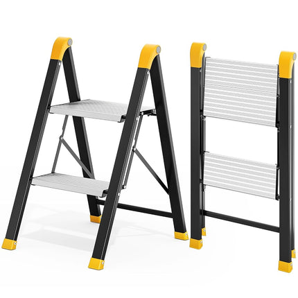 KINGRACK 2 Step Ladder, Wide Anti-Slip Aluminium P