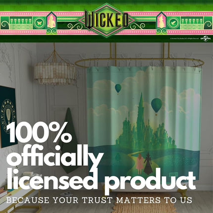 Franco Collectibles Wicked Elphaba & Glinda 13 Piece Microfiber Shower Curtain and Ring Set, 70x72, (Officially Licensed Product)